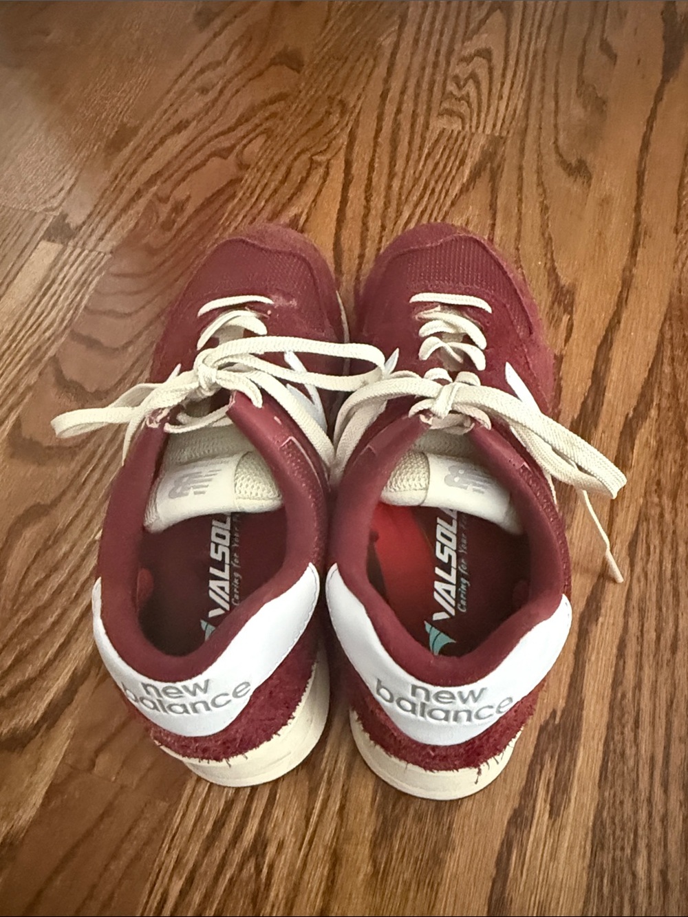 New Balance Maroon Suede Mesh Sneakers with White 'N' Accents - Picture 8 of 12